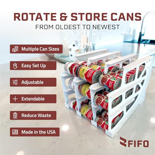 FIFO Can Tracker 2-Pack - 3-Tier Rotating Food Can Organizer for Pantry, Expandable Soda Can Storage for Kitchen, Holds 54 Cans of Food or Soda - size: 2 Pack, style: 54 can