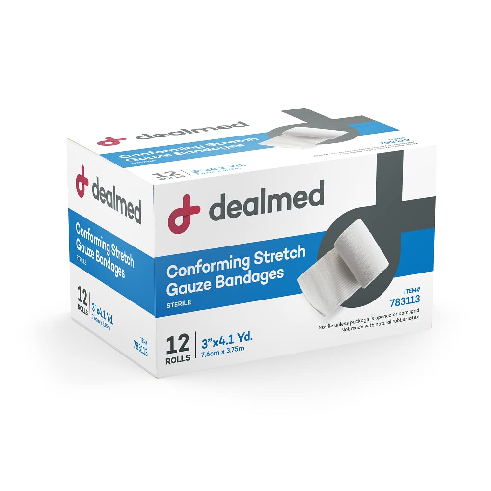 Dealmed Sterile Conforming Stretch Gauze 3 in - Latex Free - 12 Rolls