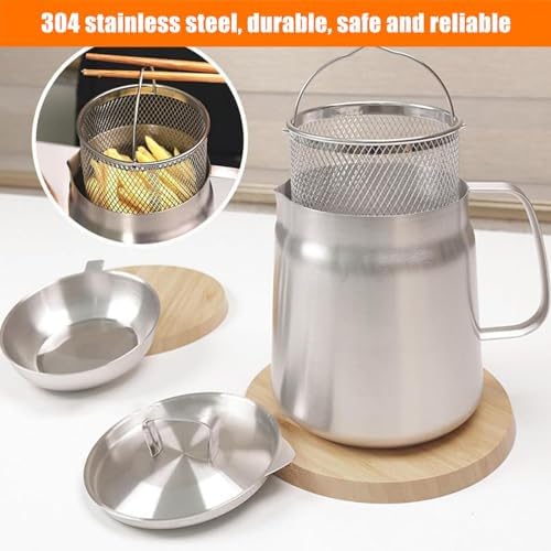 Stainless Steel Oil Filter Pot, Home Oil Fryer Strainer, Stainless Steel Oil