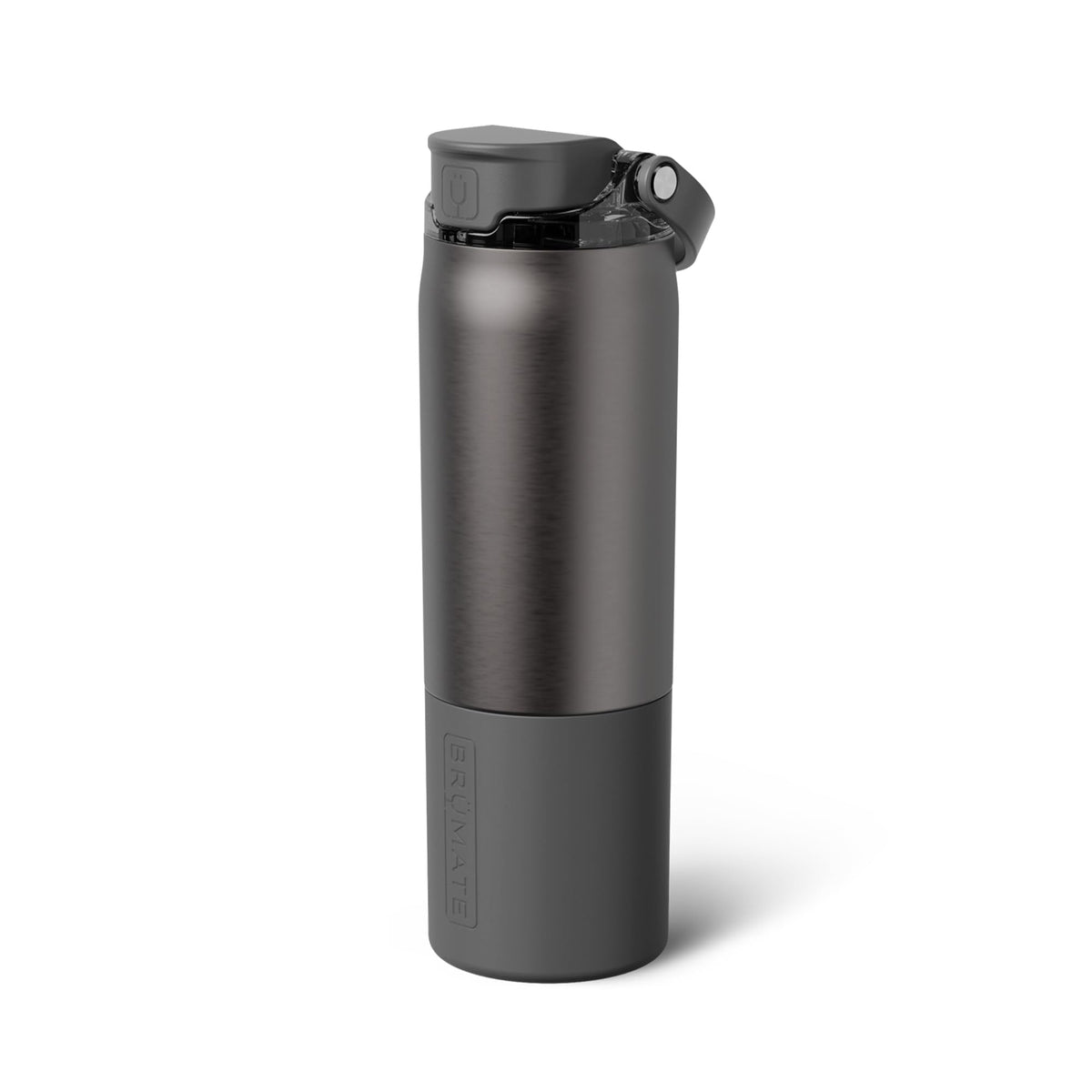 BrüMate Rise 35oz Water Bottle With Covered Silicone Straw | 100% Leakproof Insulated Water Bottle | Soft Sip Silicone Spout | Made of Stainless Steel | 35oz (Black Stainless)