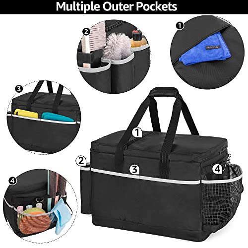 HODRANT Extra-Large Cleaning Caddy with EVA Hard Bottom, High Capacity Cleaning Supplies Organizer for Housekeeping & Home Work, Cleaner Tools Tote Bag with Shoulder Strap, Patent Design