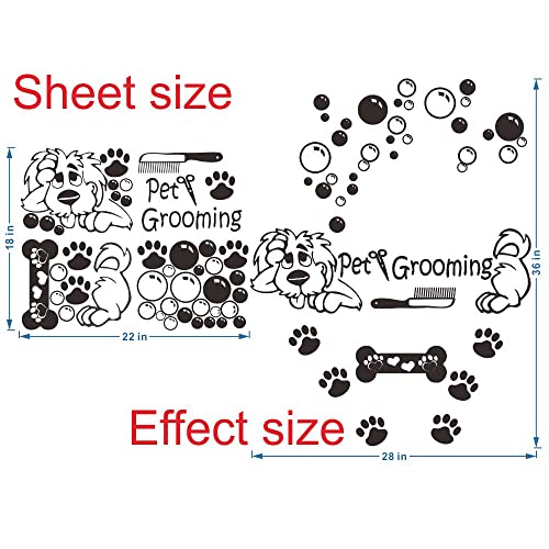 Dog Wall Decal Vinyl Sticker - Pup Paw Prints - Black - Waterproof - Custom Style - Animal Print - Indoor Use - 36x28 Inch (JWH169)