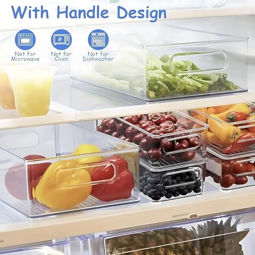 7 Pack Refrigerator Organizer Bins, 4 Sizes Stackable Clear Pantry Storage Bins with Handles for Fridge, Freezer, Shelves, Drawer, Bins, Snack Organizer for Home & Kitchen - size: 7 Pack