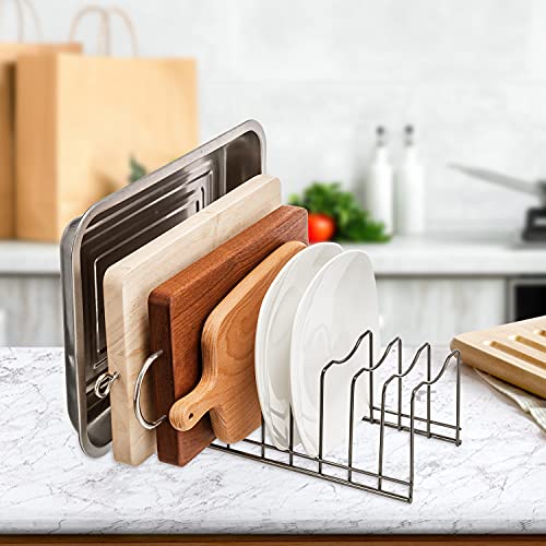 Pot Lid Organizer, Kitchen Pot Lid Rack Holder, Rest Cutting Board, Baking Sheet, Stainless Steel (Silver, 1) - color: Silver