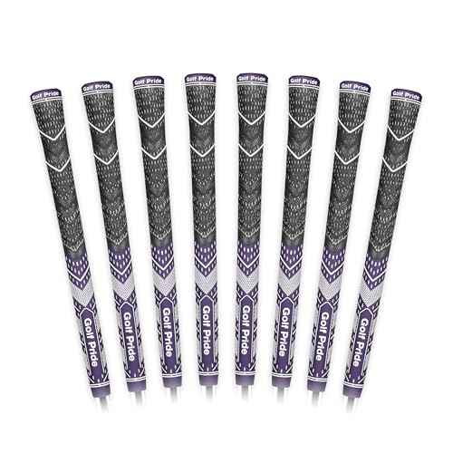 Golf Pride MCC Plus4 Golf Club Grip - All-Weather Hybrid Grip with Larger Lower Hand - Brushed Cotton Cord & Pebbled Texture - Purple/White