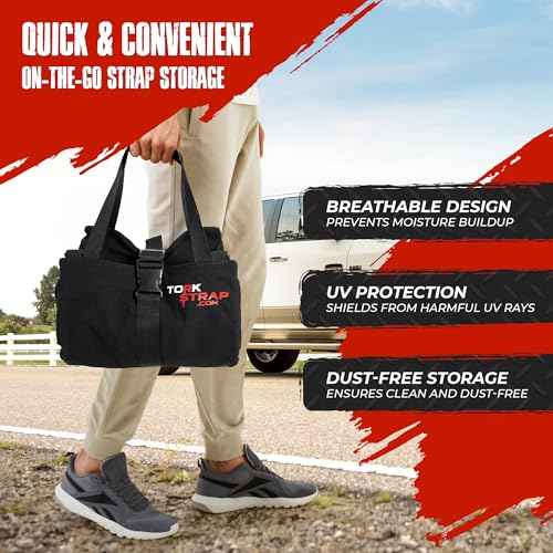 TorkStrap TorkBag | Tie Down Strap Organizing Bag - Stores up to 8 Cargo Straps - No More Tangled Straps - Heavy Duty Canvas Bag for Tiedowns, Ratchet Straps and/or Bungees - Lightweight and Portable