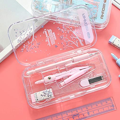 LABANCA 8 Pcs Compass Set with Protractor for Math Geometry Set Drawing Compass, Rulers, Pencil, Eraser