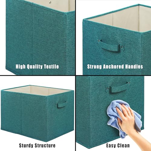 Simple Houseware 15 x 13 Inch Collapsible Fabric Storage Bin with Handles, 2 Pack, Turquoise - color: Turquoise