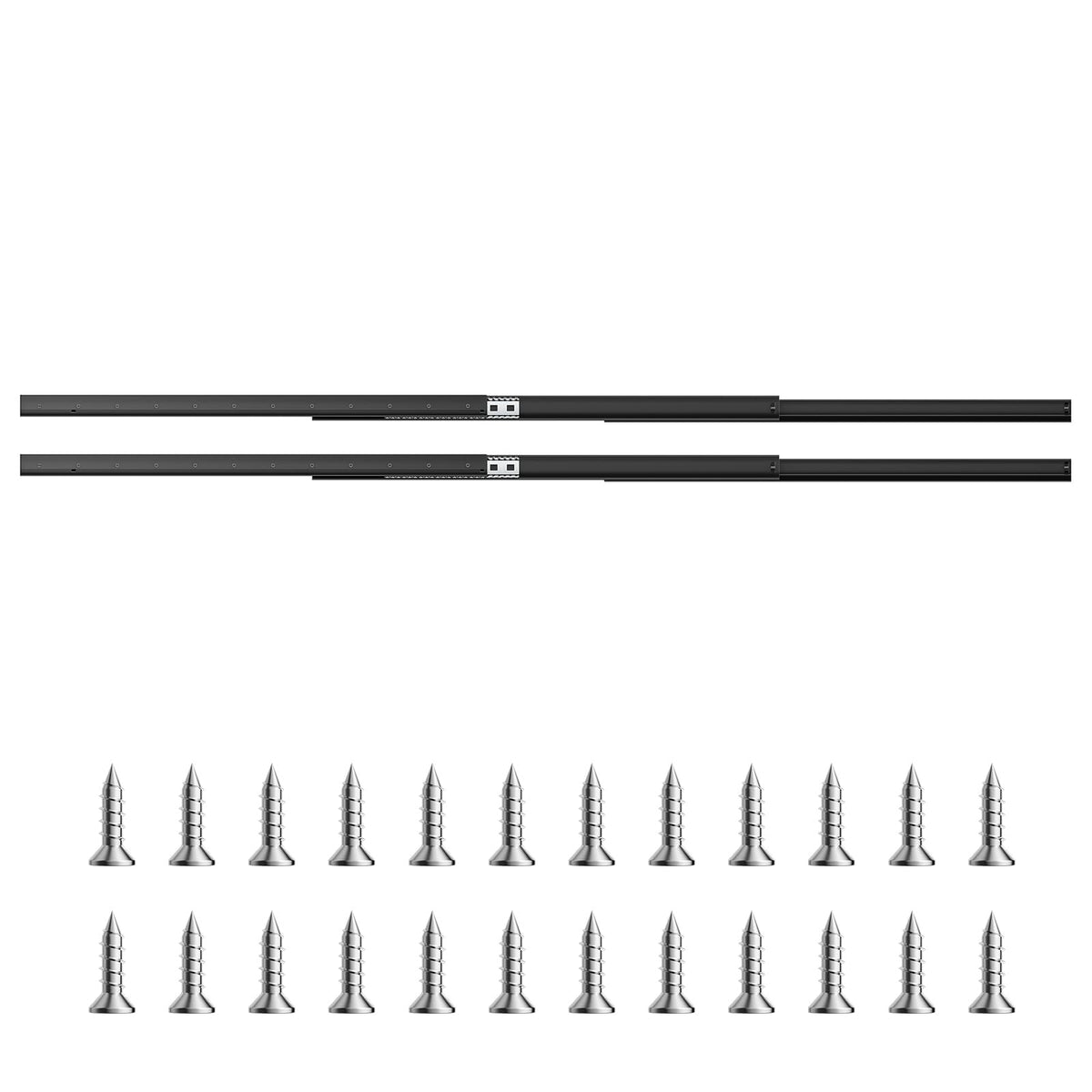 VEVOR Undermount Heavy Duty Drawer Slides, 16 24 32 40 Inch 260 lb Load Capacity Full Extension Ball Bearing Under Stair Cabinet Rails, Bottom Stair Cabinet Glides Track Runners(40inch, Black)