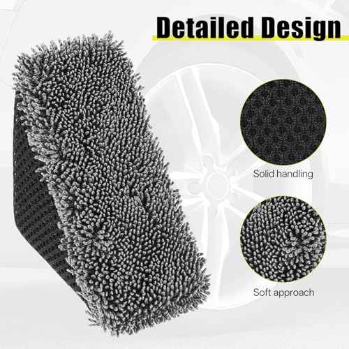 3 PCS Tire Shine Applicator Sponges, Microfiber Tire Brightener Applicator Pad Durable and Reusable Tires Dressing Applicators Pad, Tires Applicator-Pad for Car Detailing Cleaning Sealant Conditioner