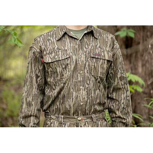 Mossy Oak Men's Long Sleeve Camo Hunting Shirts Cotton Mill
