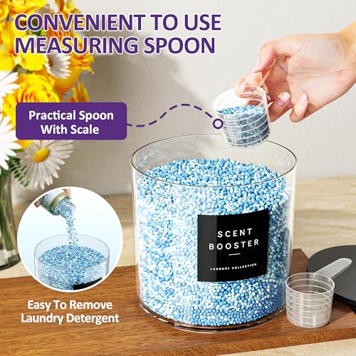 galasily 3 Pack Laundry Pods Container, Clear Laundry Room Organization Containers,Large Acrylic Detergent Powder Storage Containers Black Wooden Lids & Labels, Dryer Sheet Holder - size: 3pack