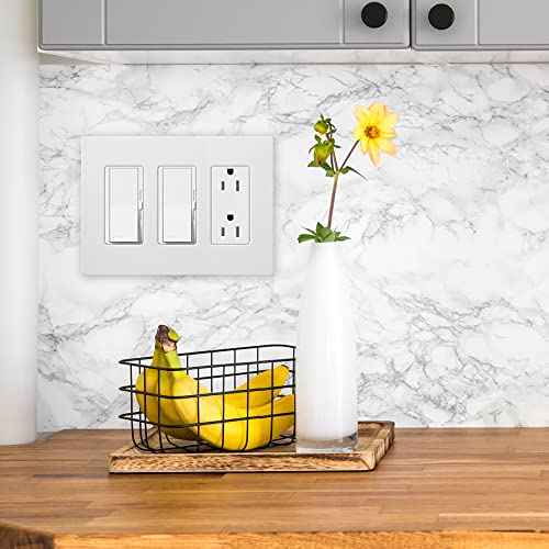 Lutron Claro Light Switch Cover Plate, 3 Gang Wallplate, for Decorator Light Switches, Rocker Light Switch Cover, Outlet Cover, Screwless Switch Plate Cover, Gloss, CW-3-WH-3, White, 3 Pack