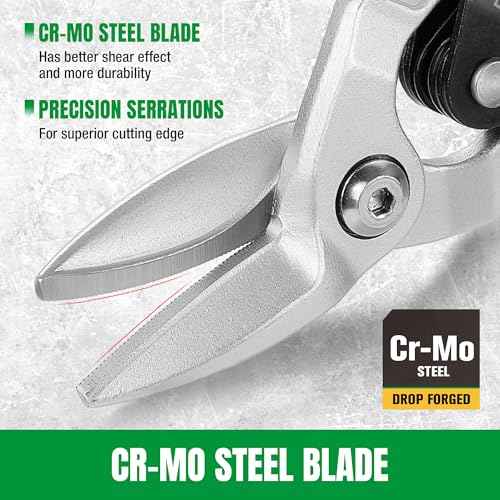 SK Aviation Tin Snips Set, Left, Right and Straight Cut, Cr-Mo Steel Blade, Anti-slip Handle and Safety Latch, for Cutting Sheet Metal