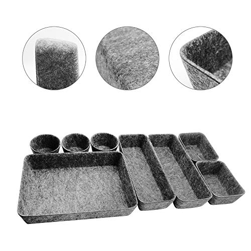 8pcs Drawer Organizers, Separators, Storage Box,Felt Storage Bins Inserts Tool Containers Toy Basket Shelf Cubes Foldable Drawer Dividers Desk Organisers - Grey