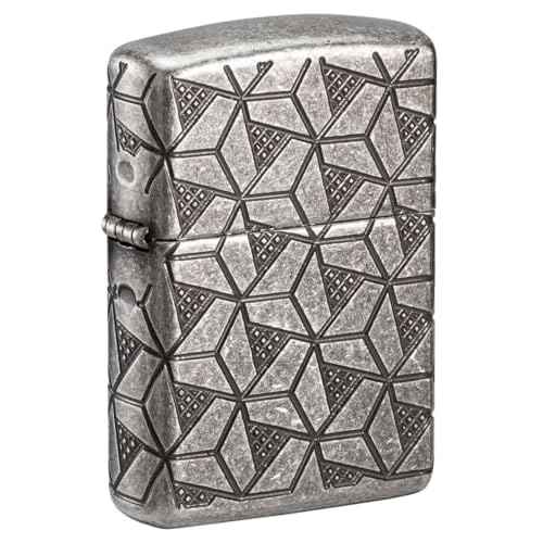 Zippo Lighter: Armor MultiCut Geometric Deep Carve - Antique Silver 49883