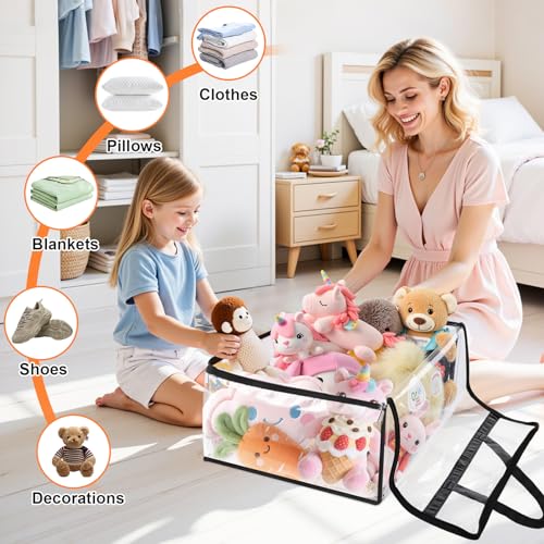 SpaceTrove Clear Clothes Storage Bags, 6 Pack Closet Organizers and Under Bed Storage Containers, Foldable Moving Bags with Zippers for Comforter, Blanket, Bedding, Duvet, PVC Packing Bags 40L - size: 40L