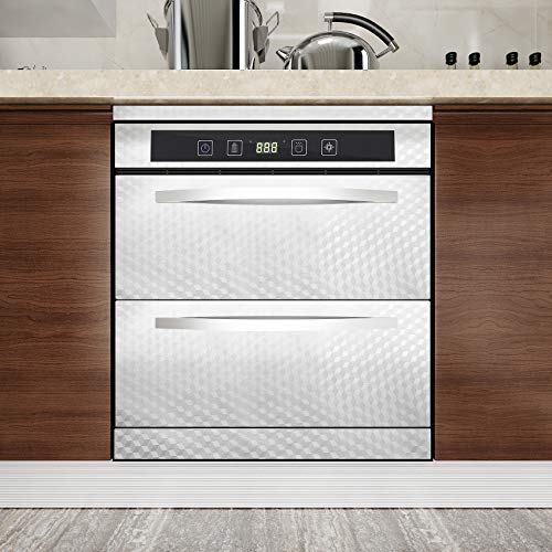 VEELIKE Kitchen Backsplash Wallpaper Stickers Oil Proof Waterproof Sticker Stainless Steel Contact Paper Self Adhesive Waterproof Aluminum Foil Stove Stickers Kitchen Wall Stickers 15.7"x118"