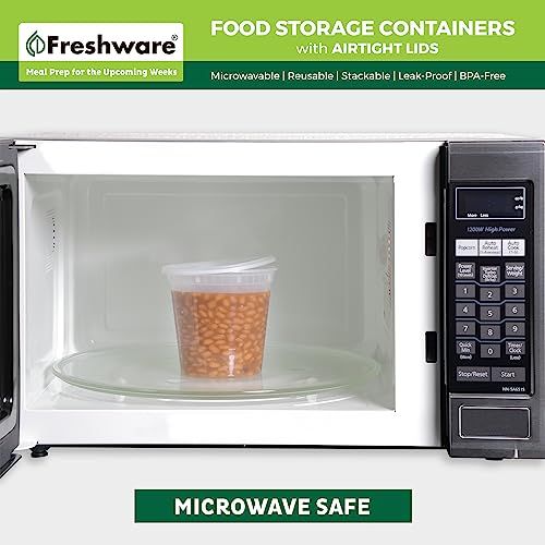 Freshware Food Storage Containers 24 oz Plastic Deli Containers with Lids, Slime, Soup, Meal Prep Containers, BPA Free, Stackable, Leakproof, Microwave/Dishwasher/Freezer Safe, 48 count (pack of 1) - size: 24 oz - 48 Sets