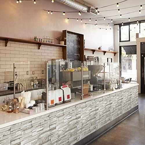 WENMER Beige Stone Peel and Stick Wallpaper 17.7" x 118" 3D Wallpaper Faux Brick Wallpaper Textured Stone Wall Paper Brick Self Adhesive Removable Wallpaper for Kitchen Backsplash Walls