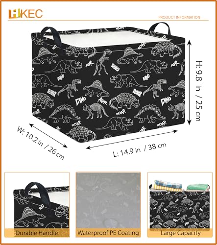 Rectangle Storage Basket with Handles,Collapsible Storage Bin,Books Box,Gift Basket(Black Line Dinosaur) - color: Black Line Dinosaur