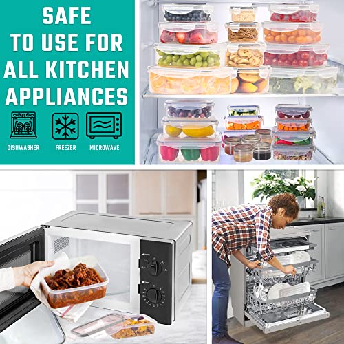RockBerry 50 Pcs Large Food Storage Containers with Lids Airtight-85 OZ to small Containers-Total 526OZ Stackable Kitchen Set -BPA Free Leak proof containers- Freezer Microwave safe - color: 50Pcs