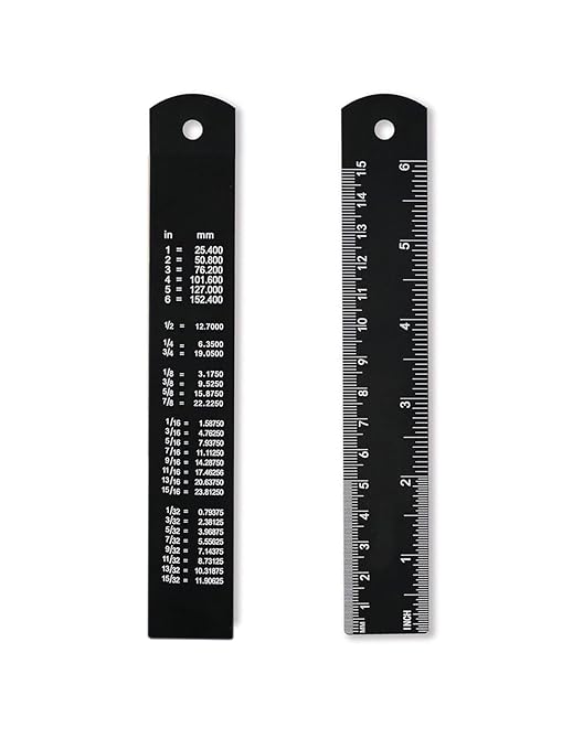 2-Pack 6 Inch Metal Ruler Set, 150mm Straight Edge Rule - Dual Scale Metric & Imperial, Laser Engraved Edge-to-Edge Measuring for School, Crafting, Geometry & Gifts