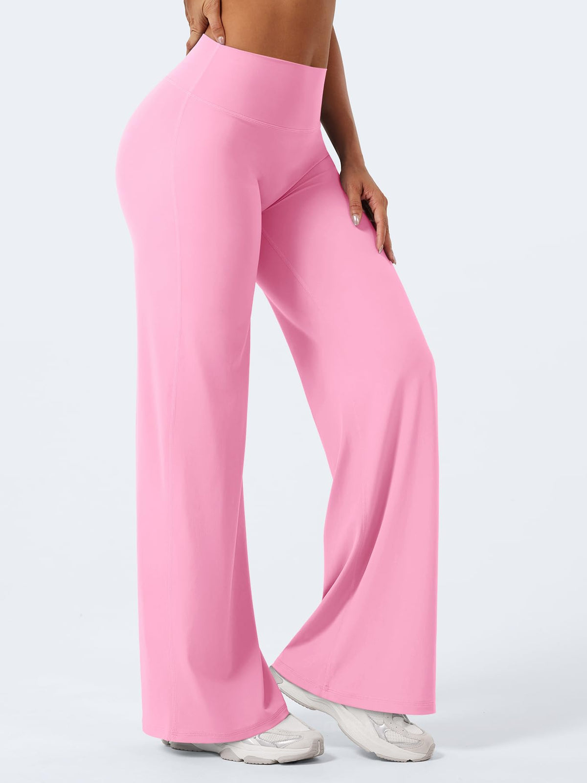 YEOREO Workout Womens Straight Leggings 31.5" Yoga Pants Bubblegum Pink XL