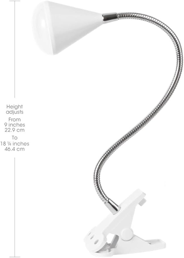 OttLite LED Cone Clip Lamp | Task Lamp, Desk Lamp | Sturdy Clip, Flexible Neck | Great for Home, Office, Work Space, Dorm