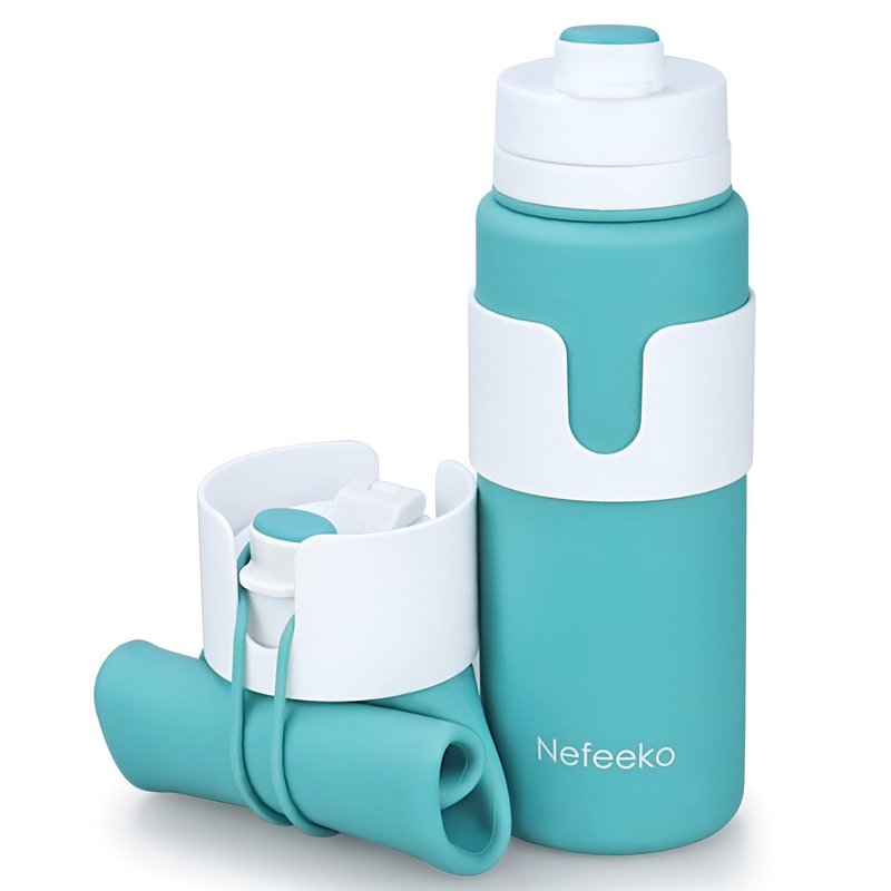 Nefeeko Collapsible Water Bottle, BPA Free 26oz Foldable Water Bottle for Travel Sports, Leak-Proof Spill-Proof Portable Water Bottles with Carabiner, Lightweight (Green)