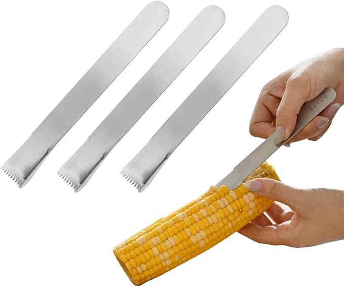 Petunny 3Pcs Corn Peeler Stainless Steel Corn Cob Stripper Tool Corn On The Cob Remover Corn Planer for Home Kitchens Restaurant Chefs