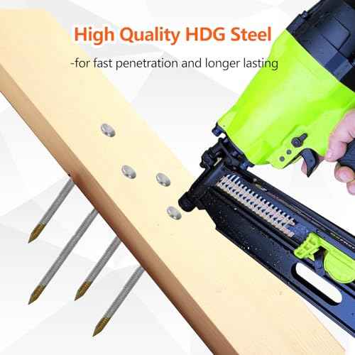 34-30 Degree Framing Nails 4 Sizes (2"+2-1/2"+3.0" Ring+3-1/2" Smooth), D Head Hot Dipped Galvanized Paper Tape Strip Nails, 320 PCS per Size, 1280 Count, for 30 to 34 Degree Framing Nailer