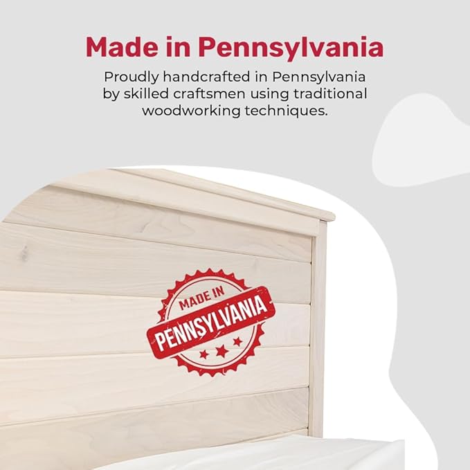 Solid Hardwood Platform Bed Frame, Headboard, & Slats, Quality Crafted in Pennsylvania, USA from Poplar by Mennonite Artisans, No Box Spring Needed, Easy Assembly