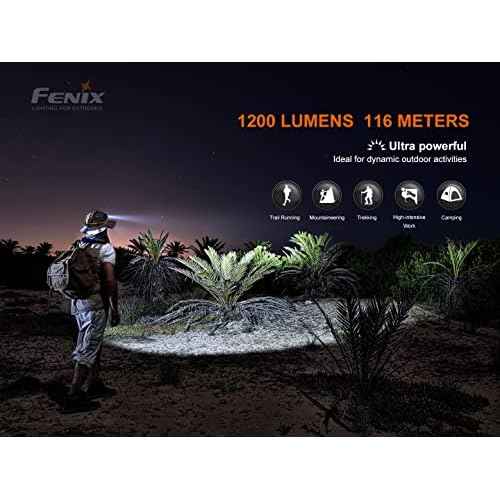 Fenix HM60R 1200 Lumen Rechargeable White/red LED Headlamp with EdisonBright USB Accessory Carrying case Bundle