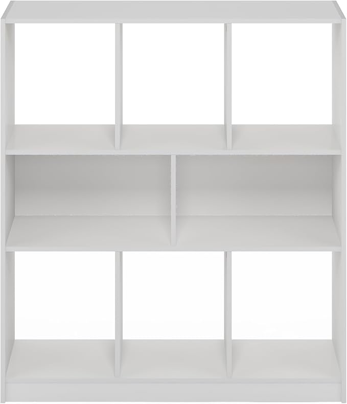 Furinno DALY Book Shelf, 8-Cube Bookshelf, Horizontal Cube Storage Organizer Bookcase, 10.9 x 35.4 x 39.4, for Living Room, Bedroom, Home Office, White