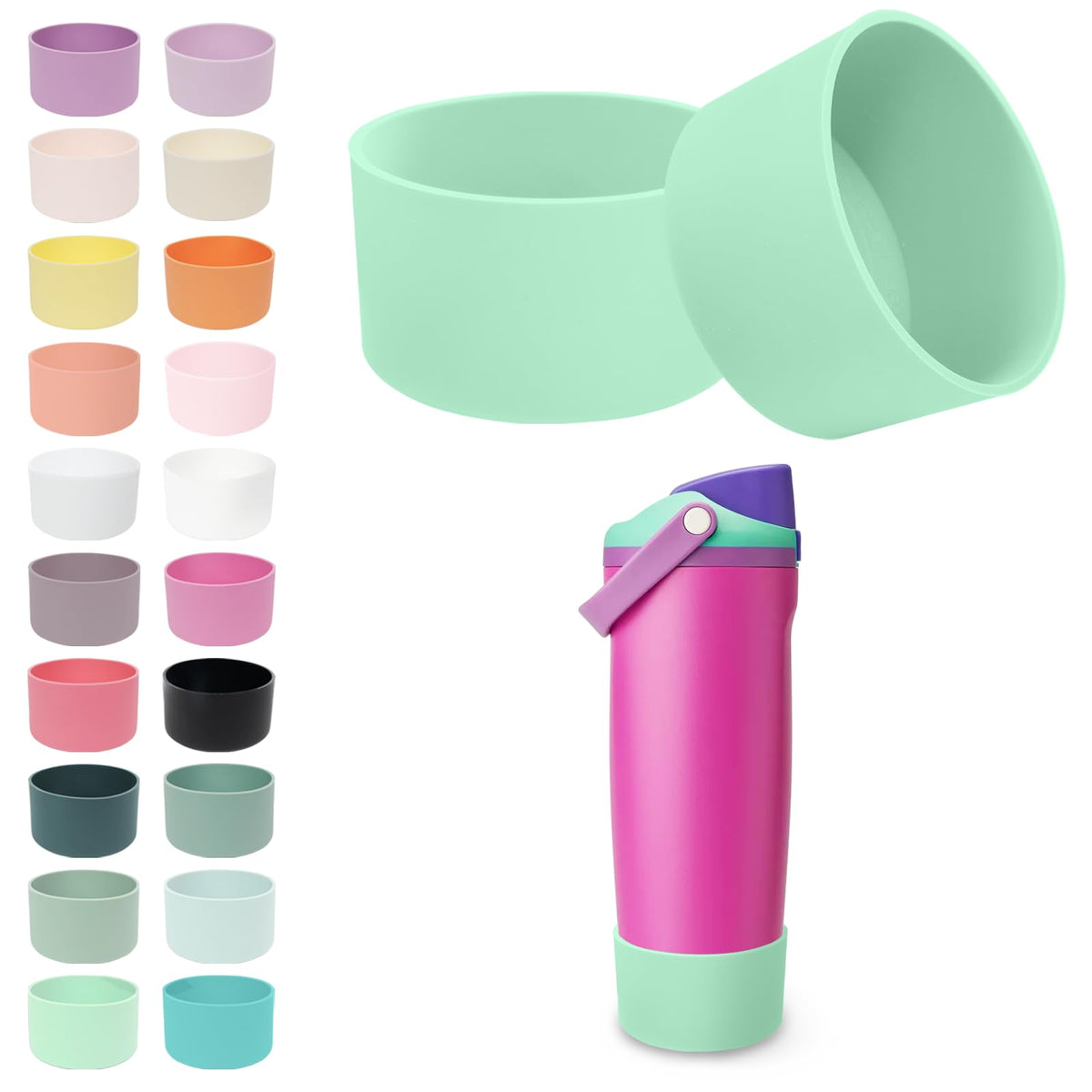Kaitiaki 2PCS Silicone Boots for Owala 30oz & 40oz FreeSip Sway Bottles & Tumblers – Non-Slip, Scratch-Resistant, Stability Enhancer for Owala Accessories (Shocking Grape)