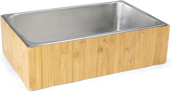 Displays2go 21" x 6.5" Ice Housing Tray, Bamboo
