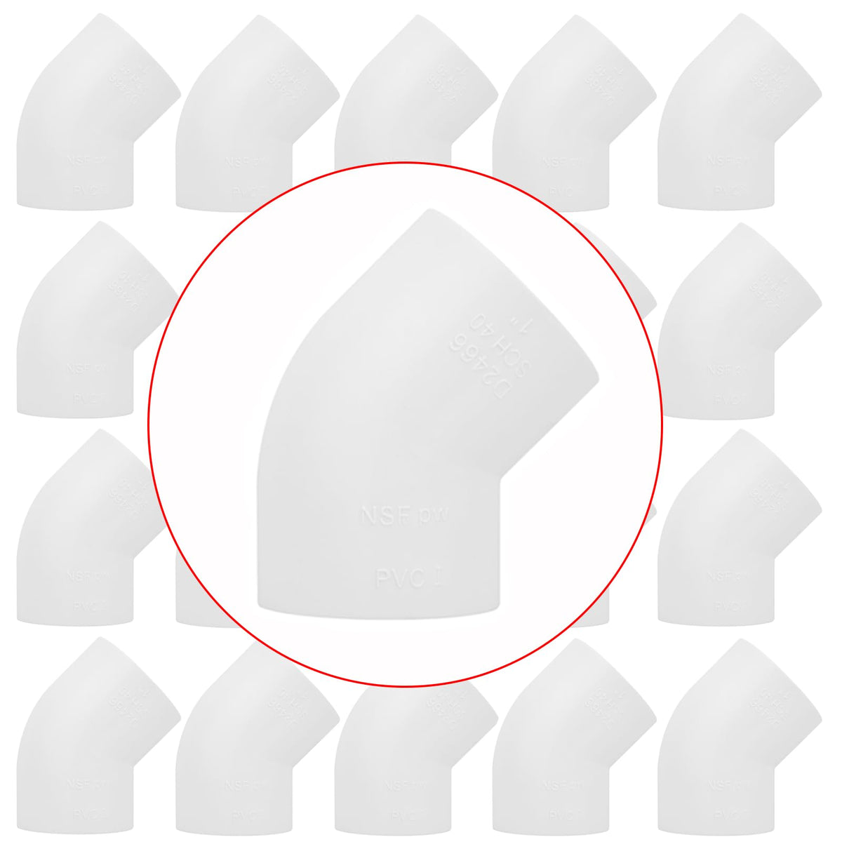20Pack 1" 45 Degree PVC Elbow Pipe Fitting Connector (Socket x Socket) Furniture Build Grade SCH40 1 Inch 45 Degree Elbow PVC Corner Adapter for Home Sewer Plumbing Water Line