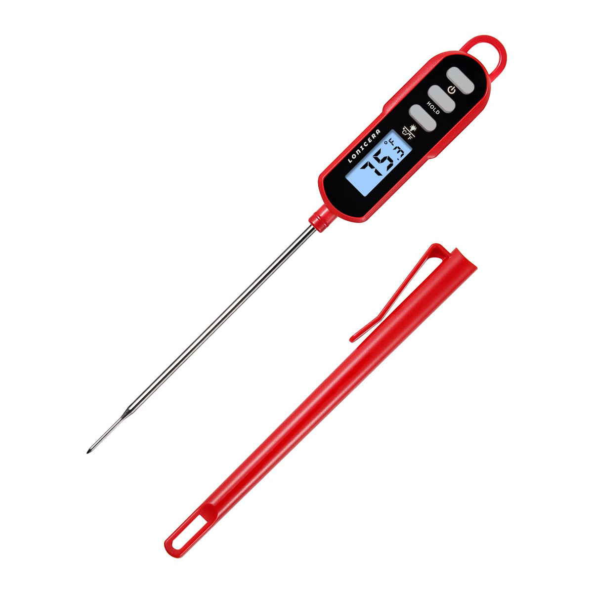 LONICERA Digital Cooking Thermometer for Bread, 5-Inch Probe, Red