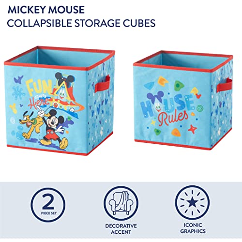 Nickelodeon Baby Shark Set of Two Spacious Collpasible Storage Cubes, 10"x10" - color: Mickey Mouse / Blue