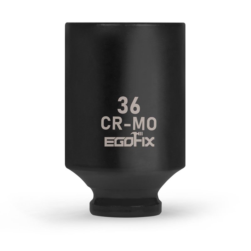 EGOFIX 36mm Socket 1/2" Drive Deep Impact Metric Socket,CR-MO 6 Point for Easy Removal of Axle Nut