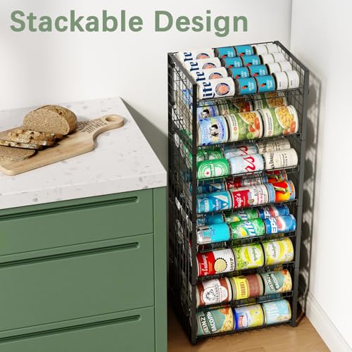 JKsmart 2-Tier Stackable Can Rack Organizer for Pantry, Adjustable Can Dispenser Holds Up to 60 Cans, Can Storage Holder for Various Ounces of Canned Food Soda Drinks, Black, 2 Pack - size: 2 Tier - 2Pack