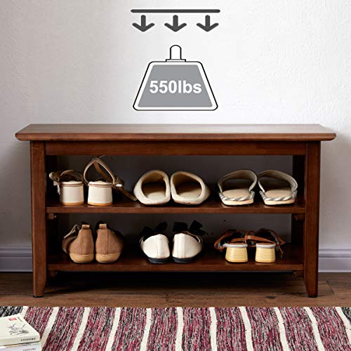 XKZG Storage Bench Wooden Shoe Rack Bench Rustic Solid Wood Entryway Bench (Brown,31.5") - color: Brown, size: 31.5"W x 11.8"D x 16.5"H
