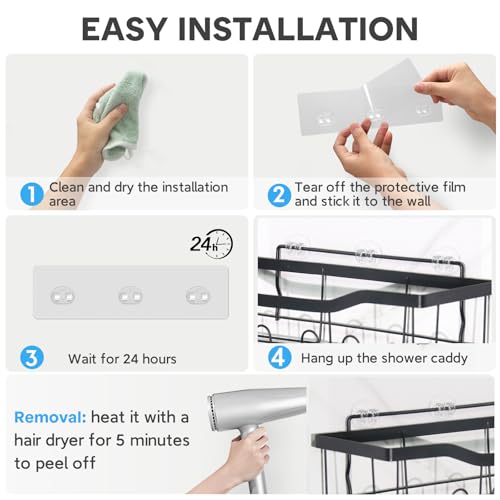 Shower Caddy Adhesive Replacement, Transparent Strong Adhesive Hooks, No Drilling, Waterproof, for Shower Caddy, Bathroom Storage Shelves and Kitchen Racks (Double*4pcs) - color: 4 Double