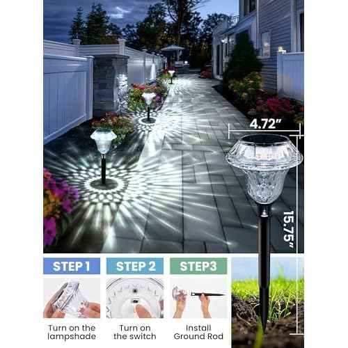 SOLPEX Solar Pathway Lights Garden Decor for Yard, Garden Lights Solar Powered Waterproof Landscape Lighting, Solar Outdoor Lights Porch Decor for Path Walkway Driveway (8 Pack Cold White)