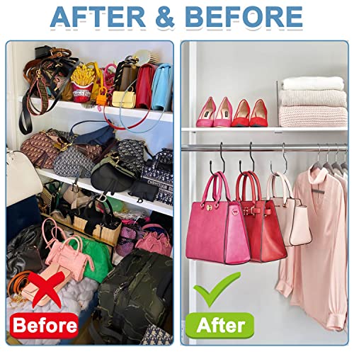 24-Pack Purse Hangers for Closet, Large 5-inch Twist Design Hooks for Bags, Purses, Handbags, Belts, Scarves, Hats (Platinum) - color: 24 Pack Platinum