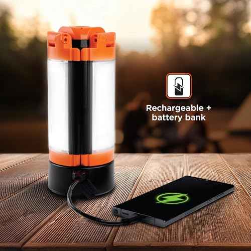 BLACK+DECKER Utility Light, Rechargeable 2000 Lumens LED 3 Panel Work Light with 6000mAh Battery Bank & Flashlight, 3 Light Colors, 4 SOS Modes, Dimmable, IP44 Water-Resistant, Magnetic & Hook Mount