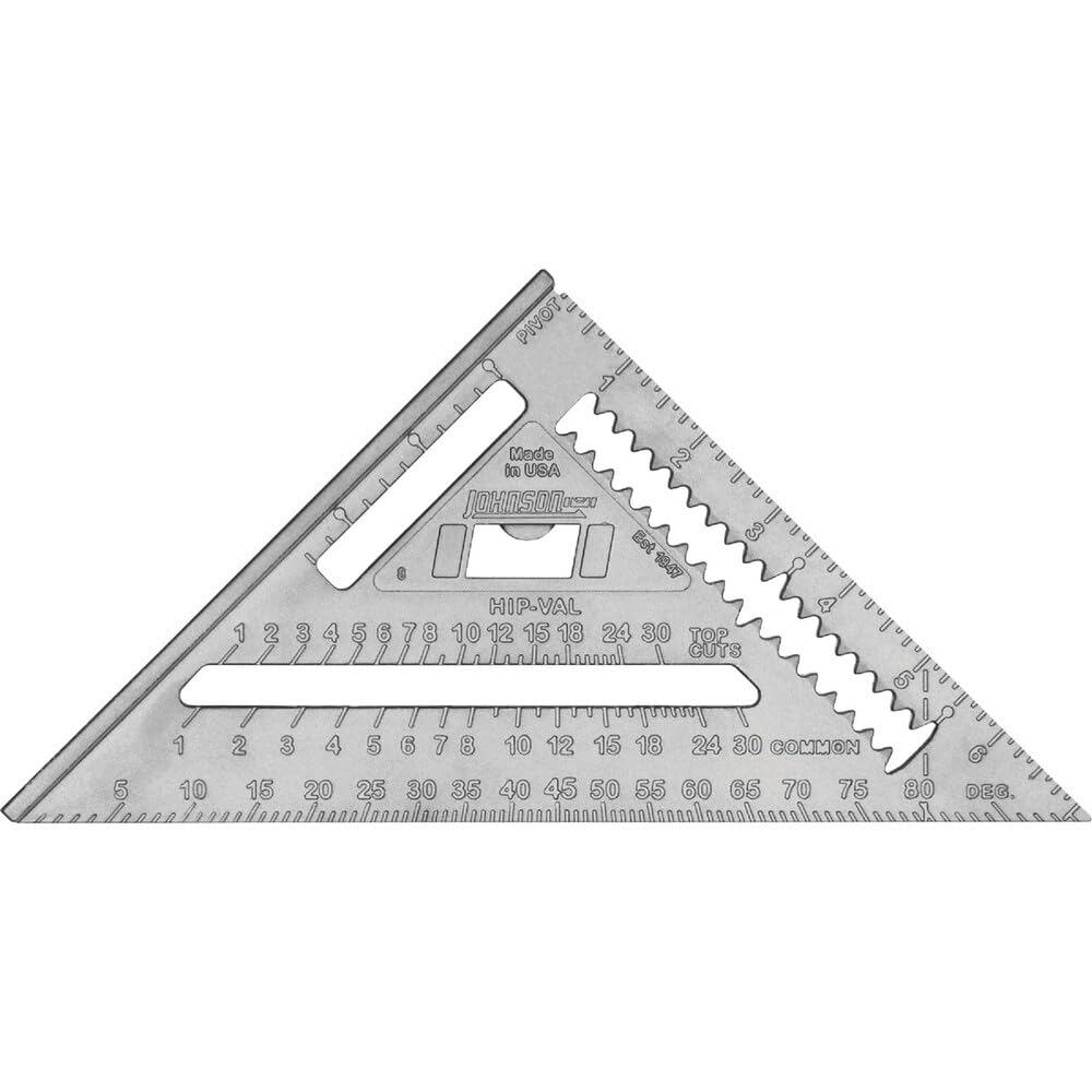 Johnson Level & Tool RAS-1B Johnny Square Professional Aluminum Rafter, 7", Silver, 1 Square