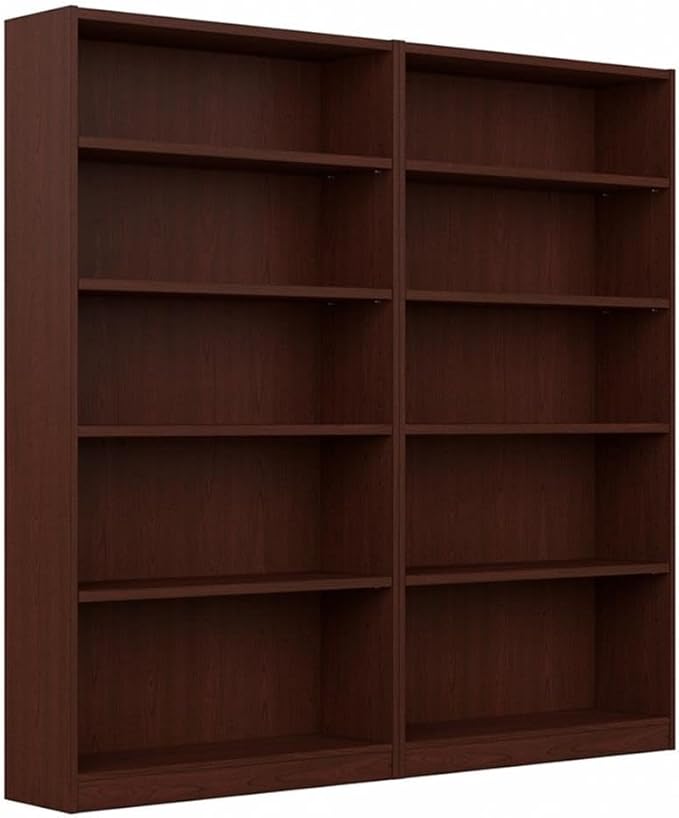 Pemberly Row Universal 5 Shelf Bookcase in Vogue Cherry (Set of 2)