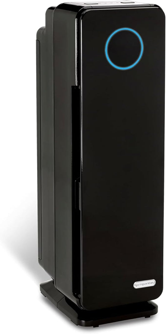GermGuardian 5-In-1 HEPA Air Purifier for Home, Pet Air Purifier with HEPA Air Filter & UV-C Light, AC4300BPTCA, 743 Sq. Ft., 22'' Tower, Black